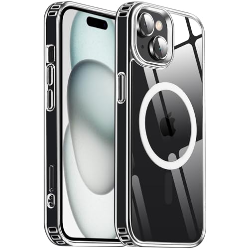 Yzoiko Stark magnetisch klar für iPhone 15 Plus und iPhone 14 Plus Hülle [3 m Schutz in Militärqualität], kompatibel mit MagSafe stoßfest, dünn, 17 cm, transparent von Yzoiko