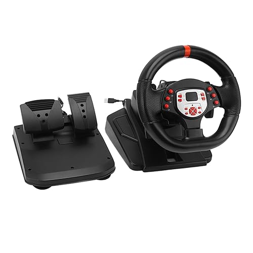 ZAICOLER Racing Wheel, 5-in-1 Driving Force Racing Wheel Vibration PC-Lenkrad mit Pedal 180-Grad-Paddle-Shifter-Lenkrad Gaming-Rennsimulator für PC von ZAICOLER