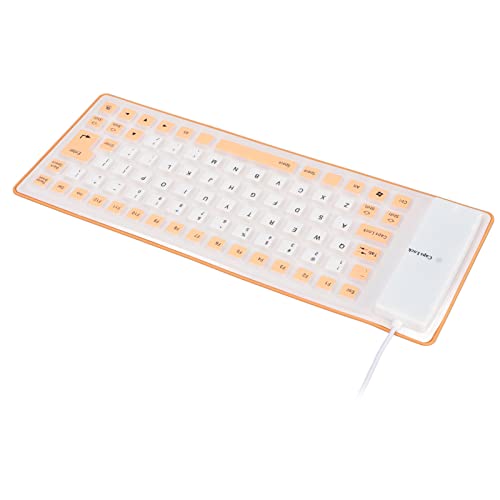 ZAICOLER Silikontastatur, Vollständig Versiegeltes Design, Leicht, Tragbar, Leise, Weich, Bequem, USB-Kabel, Aufrollbare Tastatur, Gummitastatur, Silikontastatur für PC (ORANGE) von ZAICOLER