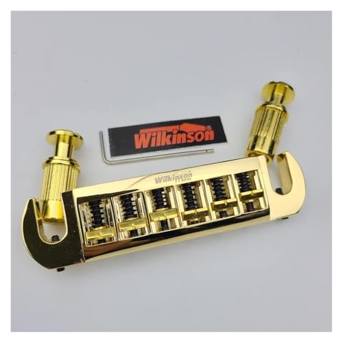 Gitarrenbrücke Wilkinson Saitenhalterbrücke Für LP-E-Gitarre Verchromt Und Silberfarben Verstellbar Umlaufend(Gold) von ZALHIN