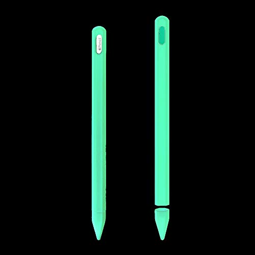 ZALU Schutzhülle für Apple Pencil (2. Generation), Vollschutz aus Silikon, Griff und Spitze Grün Nachtlicht von ZALU