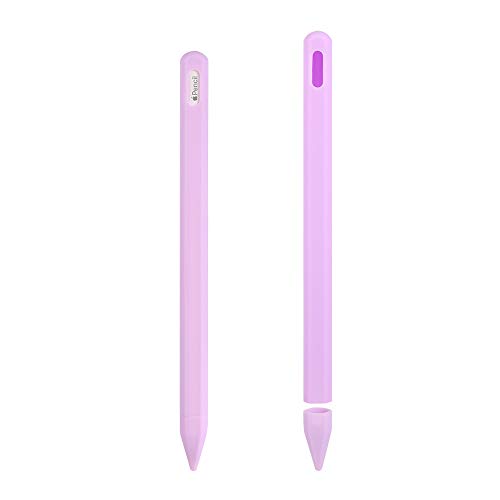 ZALU Schutzhülle für Apple Pencil (2. Generation), Vollschutz aus Silikon, Griff und Spitze Violett Hellviolett von ZALU