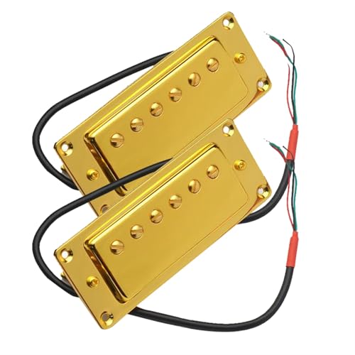 Tonabnehmer Pickups Set Mini 68 X 29 Mm 6-Loch-Humbucker-Tonabnehmer Für E-Gitarre Gold Für LP-Gitarre (Hals Und Steg Sind Universell)(2PC) von ZAMASS