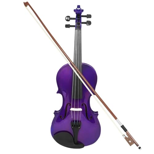 Violin Starter Set 4/4-Geigenset Aus Massivholz Mit Hartschalenkoffer Bogen/Schulterstütze/Stimmgerät/Griffbrettaufkleber/Saiten/Steg Für Anfänger(Purple) von ZAMASS