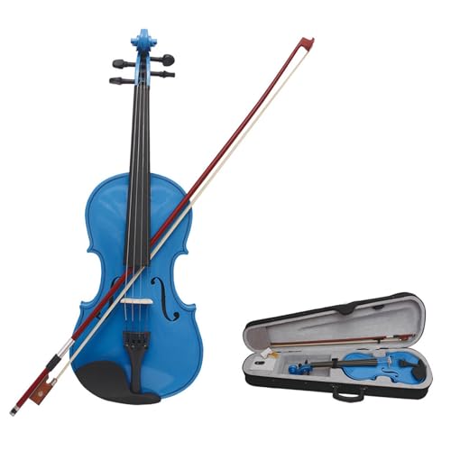 Violin Starter Set Farbe – Beliebte Violine Aus Massivem Holz Beginnen Sie Mit Dem Üben Von 4/4-Klavier Für Erwachsene(Blue 1) von ZAMASS