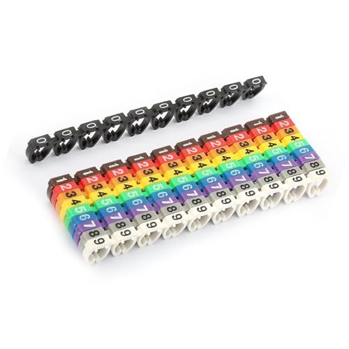 ZAWELIYO Bunte Kabelmarkierer, 100 Stück, Kunststoff-Clip-Design, helle Farben, feine Verarbeitung, Markierungen, farbcodierte Kabel, für Kabel mit einem Durchmesser von 0,75 ~ 1,5 mm (100 Stück kcm-6 von ZAWELIYO