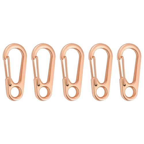 Karabinerhaken, 5/10/20 stücke Karabinerverschluss Schnalle Keychian Mini Karabiner Outdoor Camping D-ring Schnallen Legierung Frühling Snap Haken Schlüsselanhänger Clips(Rose gold,20PCS) von ZBORAVPIX