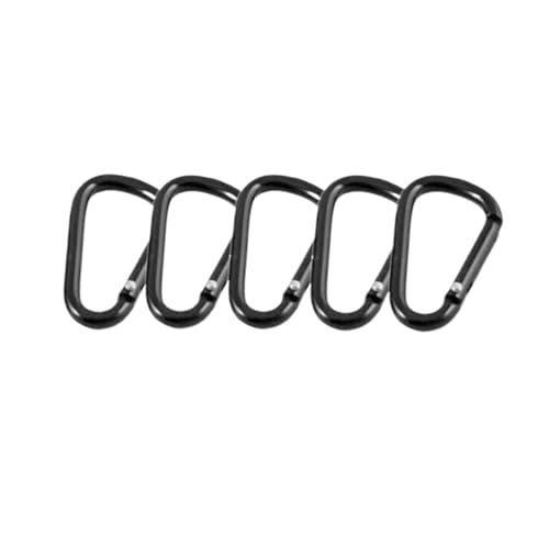 Karabinerhaken, Schwarzer Aluminium Karabiner D-Ring Schlüsselanhänger Clip Camping Schlüsselanhänger Karabinerhaken Outdoor Travel Kit(5pcs) von ZBORAVPIX