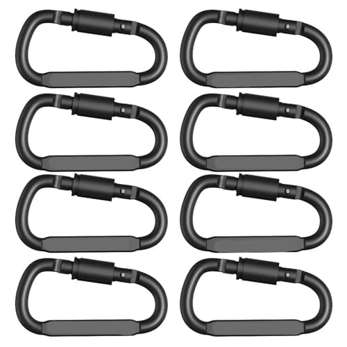 ZBORAVPIX Karabinerhaken, 2–20 Stück Aluminiumlegierung D-Ring Schnalle Federschnappclip Haken Schlüsselanhänger Karabiner for Schlüssel Kletterwerkzeuge(Black,8PCS) von ZBORAVPIX