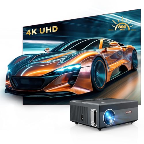 4K Smart Beamer 5G WIFI, Native 1080P Ultra HD Heimkino Beamer mit Android TV Bluetooth WLAN, 800 ANSI Hohe Helligkeit Outdoor Movie Beamer für iOS/Android/TV Stick Support Netflix,Prime Video,YouTube von ZCGIOBN