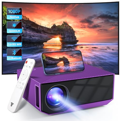 ZDK Mini Beamer 4K-Unterstützung,Full HD 1080P projektor mit Bluetooth und WiFi,20000 Lumen Tragbarer Projektor Heimkino,Kompatibel mit Smartphone/TV Stick/TV Box/HDMI/USB/AV/PS5 (Violett) von ZDK