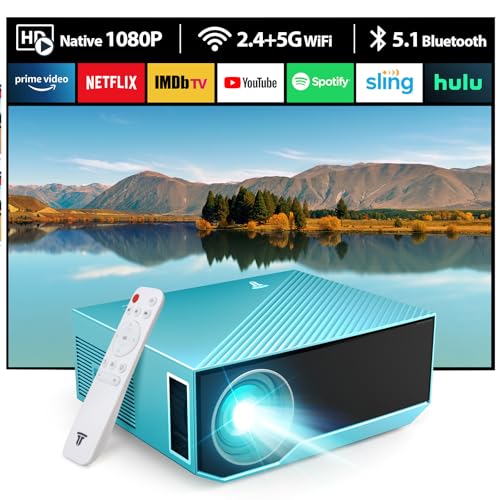 ZDK Neuer Beamer 2024 4K-Unterstützung Full HD 1080P 5G WiFi projektor mit 20000 Lumen für Heimkino kompatibel mit Smartphones/TV-Stick/PS5 /Switch Blau von ZDK