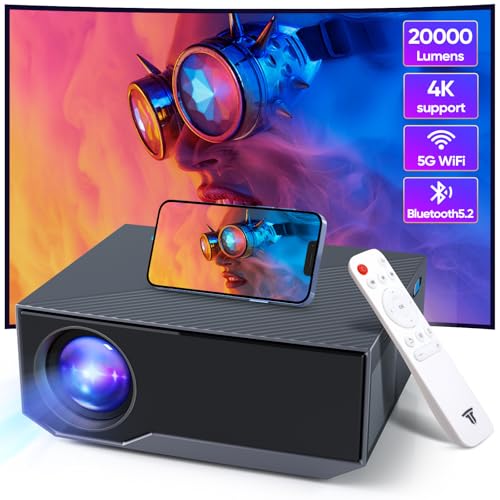 ZDK Neuer Beamer 2024 Full HD 1080P,4K-Unterstützung 5G WiFi projektor mit 20000 Lumen für Heimkino kompatibel mit Smartphones/TV-Stick/PS5 /Switch von ZDK