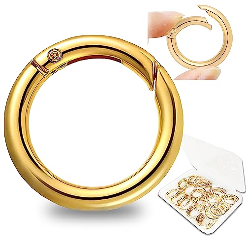 ZDYFC Runde Karabiner 30 Stück Rund Karabinerhaken Snap 28mm Zinklegierung Frühling Sprung Ringe für Schlüsselanhänger Tasche Geldbörse, Gold von ZDYFC