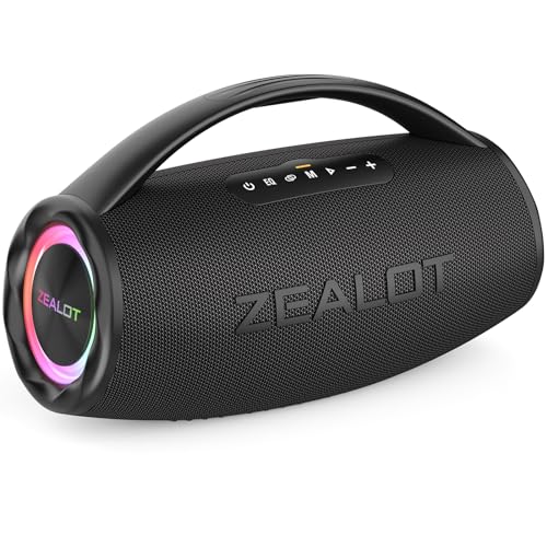 ZEALOT Bluetooth Lautsprecher,Tragbarer Bluetooth Box für Draußen,80W Stereo Sound,BassUp,16000mAH Akku,AUX Port,USB,Micro SD/TF,USB-C,Powerbank,Bluetooth 5.2,IPX6 Waterproof,für Camping,Pool,Garten von ZEALOT