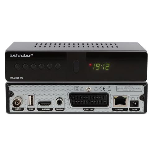 ZEHNDER HX 2400 TC Hybrid Receiver - DVB-C und DVB-T2 geeignet, Receiver für TV, Aufnahme und Timeshift Funktion über USB, 4-Stelliges LED Display, Lernbare Fernbedienung, 12V Netzteil, Full HD 1080p von ZEHNDER