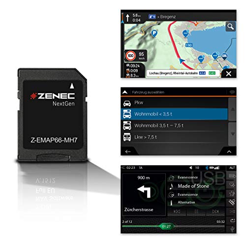 ZENEC Z-EMAP66-MH7: Micro SD-Karte mit Reisemobil Navigation für ZENEC Autoradios/Multimediasysteme Z-E3766, Z-N965, Z-N966, 3-D Karten für Europa, Camping P.O.I. für Wohnmobile, TMC von ZENEC