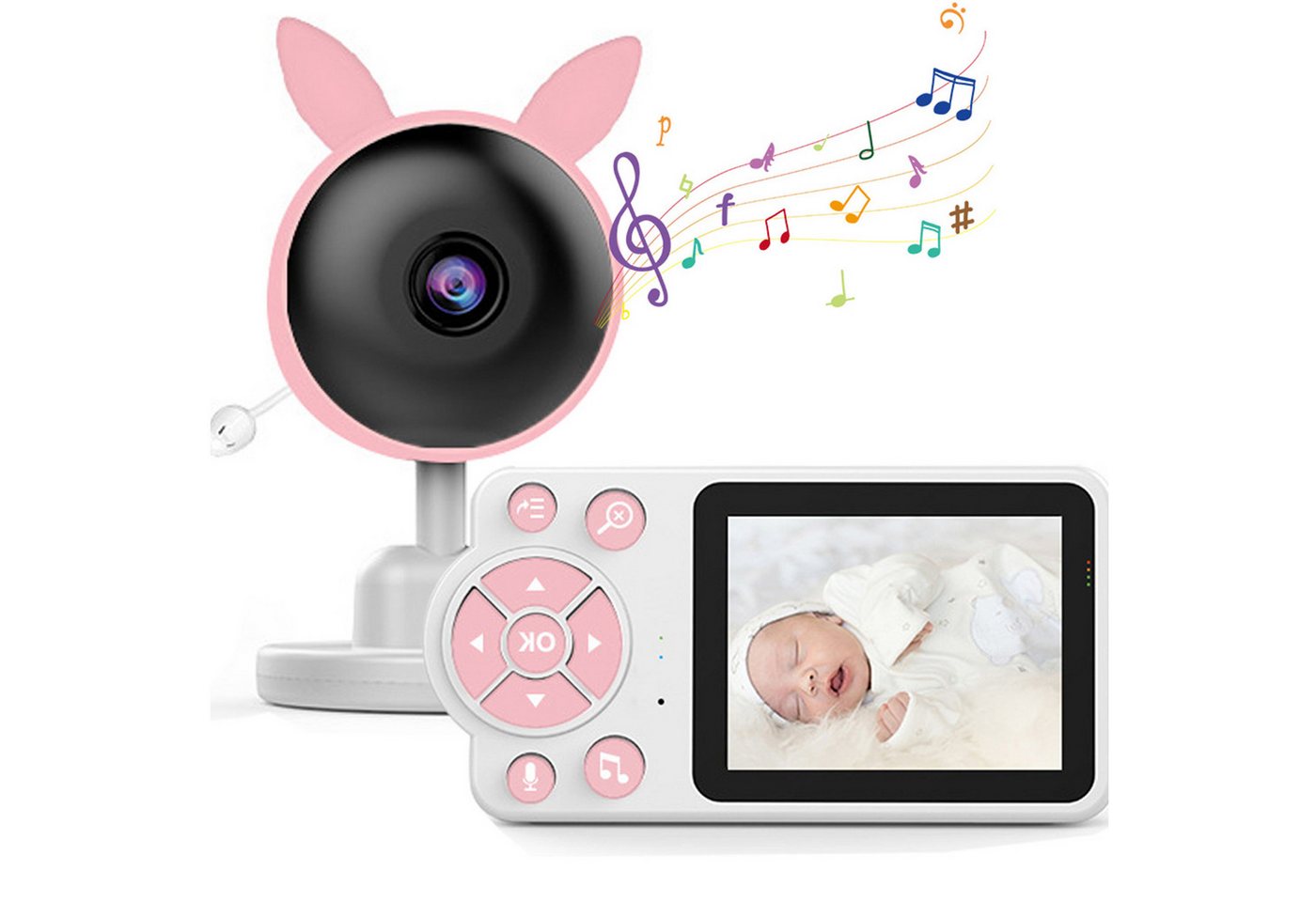 ZEUOPQ Babyphone Überwachungskamera 2.8 Zoll Video-Babyphone mit Kamera, 2-tlg., Nachtsicht, Schlaflieder, Bis zu 200M,2-Wege-Audio, kein WiFi von ZEUOPQ