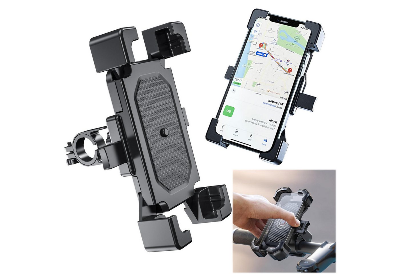 ZEUOPQ Fahrrad- und Motorrad Handyhalterung, wasserdicht & rostfrei Smartphone-Halterung, (bis 6,30 Zoll, 1-tlg., mit reflektierenden Streifen, robustes ABS-Material, für die meisten Smartphones (14 bis 16,5 cm) von ZEUOPQ