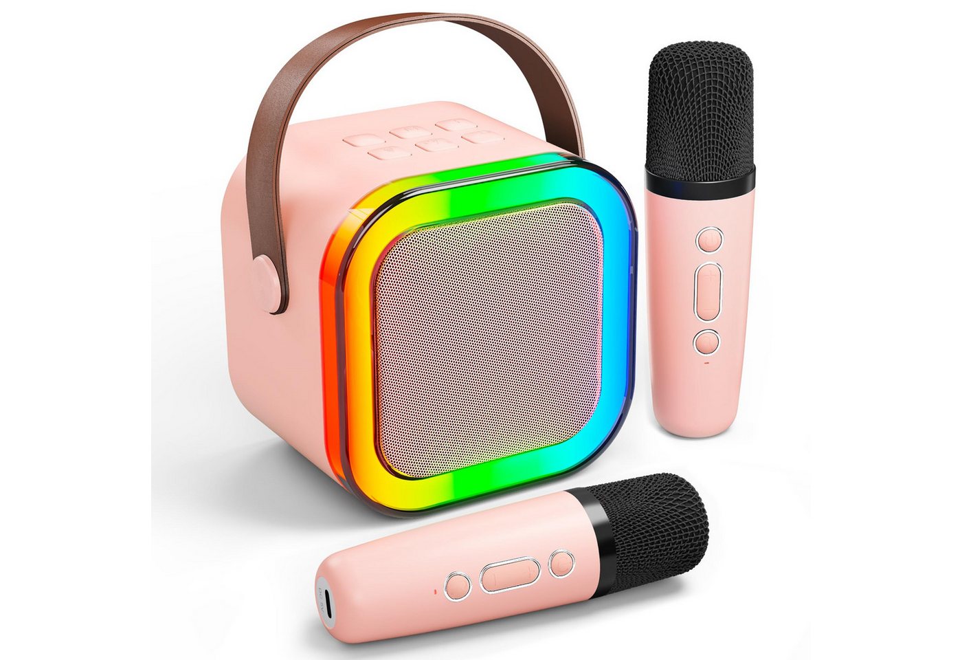 ZEUOPQ Kinder-Karaoke-Maschine mit 2 kabellosen Mikrofonen, Mini-Karaoke-Set Bluetooth-Lautsprecher (5 W, Spielzeug, Partygeschenk, tragbar, Geschenke für Mädchen Jungen) von ZEUOPQ