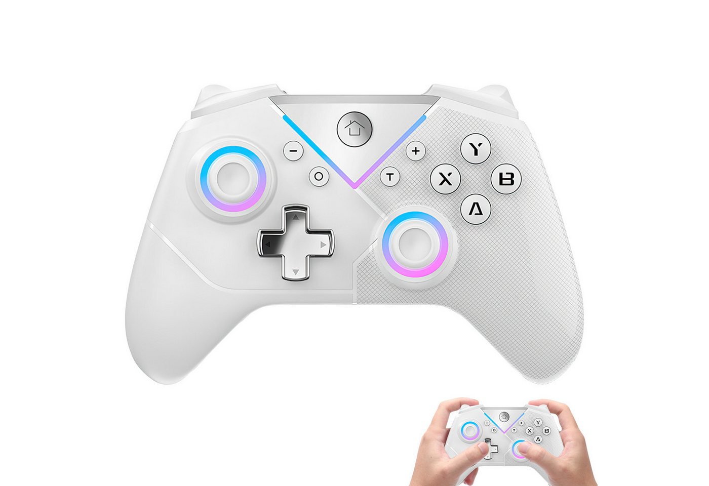 ZEUOPQ Wireless Controller (weiß) Gamepad mit Hall Triggers und Joysticks Gaming-Controller (Controller für Computer, Laptop, Android TV, Nintendo Switch, iOS, 1 St., Bluetooth Wireless Controller mit mechanischen Tasten) von ZEUOPQ