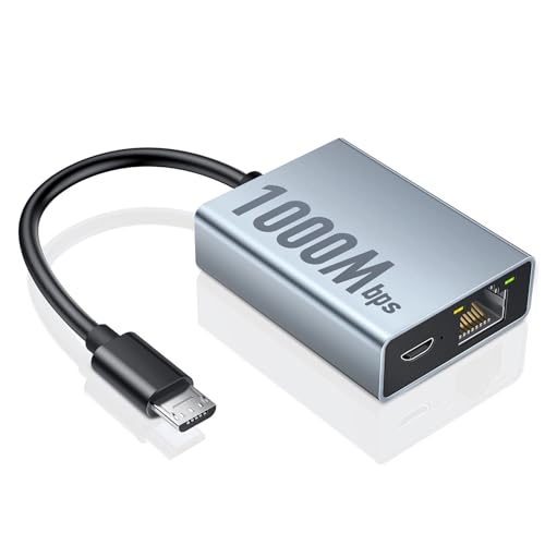 ZEXMTE Ethernet Adapter für Fire TV Stick, Micro USB auf RJ45 1000Mbps Ethernet Netzwerk Adapter Kompatibel mit 4K Fire Stick, Chromecast Google Home Mini und weiteren Streaming TV Sticks von ZEXMTE