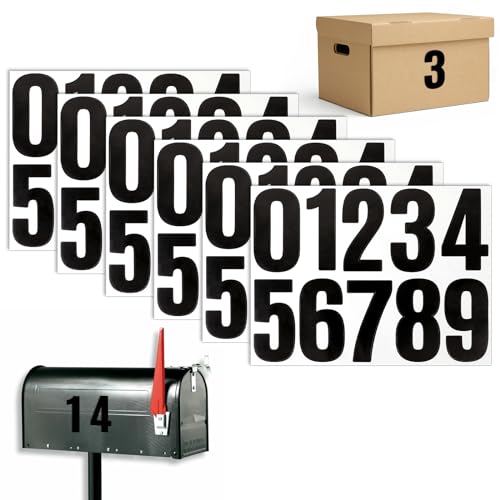 ZEYIYER 6 Blatt Zahlen aufkleber, Number Stickers, Zahlenaufkleber, 0–9 Reflektierende Vinyl Nummernaufkleber für Haus Tür Adressnummer Innen oder Außen Number Stickers(Schwarz) von ZEYIYER