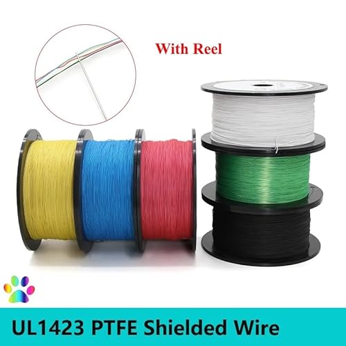 ZGYDNM 1 Rolle UL1423 PTFE-Draht 38/36/34/30/28/26/24 AWG versilbertes Kupfer-Hochtemperatur-Elektronik-Einkern-Mikro-Dünnkabel(Green,1 ROLL WITH 1 REEL_28AWG X 305M) von ZGYDNM