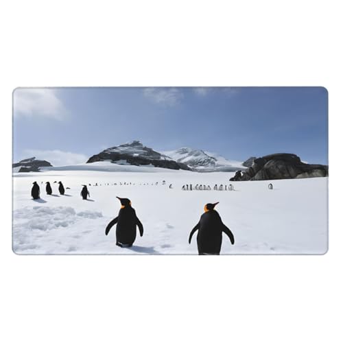 Mauspad mit Pinguine auf dem Eisberg, bedruckt, 40,1 x 74,9 cm, großes Gaming-Mauspad, rutschfestes Zubehör für Computer, Laptop, Büro, Zuhause von ZHANLEI