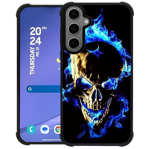 ZHEGAILIAN Kompatibel mit Samsung Galaxy S24 Hülle, blauer Totenkopf-Schutzhülle für Galaxy S24 für Herren und Jungen, Fallschutz mit weichem TPU-Stoßdämpfer für Samsung Galaxy S24, 15,7 cm (6,2 Zoll) von ZHEGAILIAN