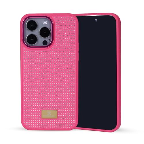 ZHEGAILIAN Schutzhülle für iPhone 15, militärischer Schutz, rundum stoßfeste Ecken, glitzernde Diamanten, Hot Pink von ZHEGAILIAN