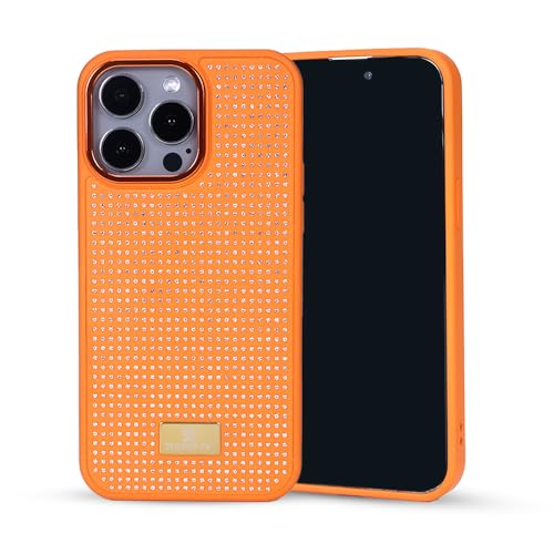 ZHEGAILIAN Schutzhülle für iPhone 15 Pro Max, militärischer Schutz, rundum stoßfeste Ecken, glitzernde Diamanten, Handyhülle für iPhone 15 Pro Max, Orange von ZHEGAILIAN