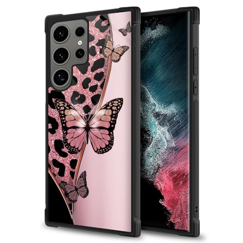 ZHEGAILIAN Schutzhülle kompatibel mit Samsung Galaxy S24 Ultra, Leoparden-Schmetterlings-Hüllen für Jungen/Mädchen, Muster, sturzsichere Rückseite, weiches TPU, kompatibel mit Samsung Galaxy S24 Ultra von ZHEGAILIAN