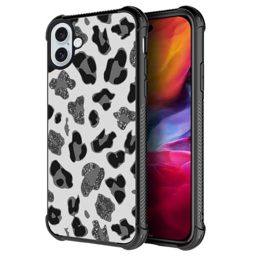 ZHEGAILIAN Schutzhülle kompatibel mit iPhone 16, graues Leopardenmuster für Jungen/Mädchen, modisches Muster, sturzsichere Rückseite, weiche TPU-Schutzhülle, kompatibel mit iPhone 16, 15,5 cm (6,1 von ZHEGAILIAN