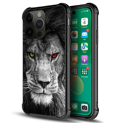 ZHEGAILIAN Handyhülle für iPhone 14 Pro Max - 17.0 cm Böser Löwe Design Stoßdämpfend TPU Bumper Kameraschutz Ganzkörperschutz von ZHEGAILIAN