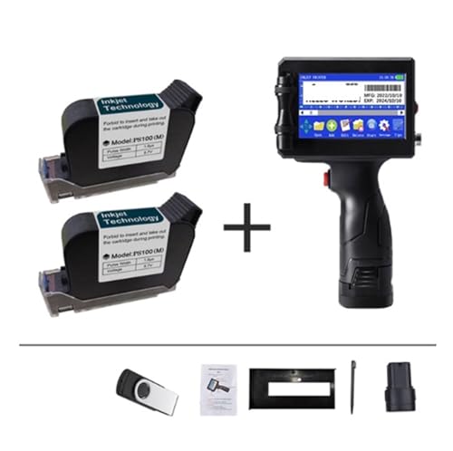 Schnelltrocknender Drucker, 12,7/25,4 mm Etikettendrucker, tragbarer Tintenstrahldrucker, tragbares QR-Bar-Chargennummern-Logo-Muster-Kodiergerät Unterstützung mehrerer Druckinhalte ( Color : With 2 i von ZHELLY
