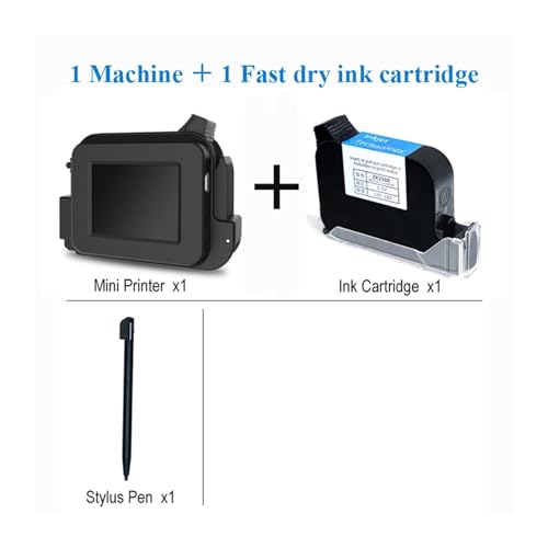 Schnelltrocknender Drucker, Intelligenter tragbarer Tintenstrahldrucker, tragbar, 12,7 mm Druckhöhe, Etiketten-QR-Barcode-Logo, Mini-Schnelltrocknung Unterstützung mehrerer Druckinhalte ( Color : Blac von ZHELLY