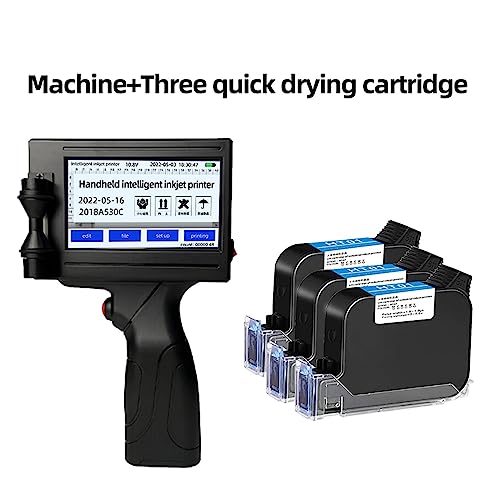 Schnelltrocknender Drucker, Tragbarer Hand-Tintenstrahldrucker, Chargennummern-Etikettenmusterdrucker, lichtbeständiger Druck auf Karton-Plastiktüten Unterstützung mehrerer Druckinhalte ( Color : With von ZHELLY