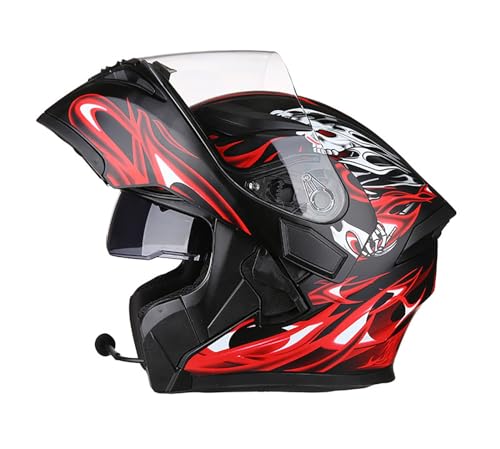 Bluetooth-Modulhelm, Motorradhelm, Integralhelm, Klapphelm, ECE-Geprüft, Mit Doppelvisier, Eingebautem Lautsprecher, Für Erwachsene, Männer Und Frauen D,XL=59-60CM von ZHGAXING