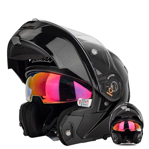 Integralhelm Für Motorradfahrer, ECE-Geprüft, Für Damen Und Herren, Modularer Motorradhelm Für Erwachsene, Bequem Und Atmungsaktiv, Für Motorrad/Lokomotive/Elektrofahrzeug D,XL=61-62CM von ZHGAXING