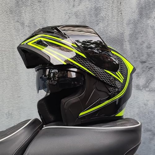 Modularer Motorradhelm, Hochklappbarer Front-Motorradhelm Mit Doppelvisier, DOT/ECE-Zugelassener Integralhelm, Sturzhelm Für Erwachsene Männer Frauen C,L=57-58CM von ZHGAXING