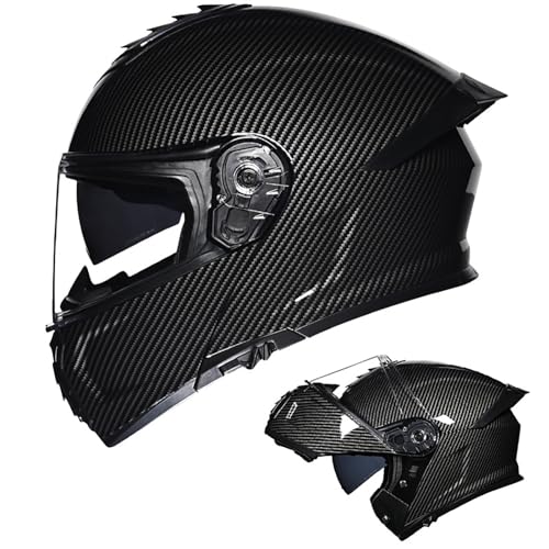 Modularer Motorradhelm, Hochklappbarer Motorradhelm Mit Doppel-Sonnenblende, Integralhelm, DOT/ECE-Zugelassener Leichter Motorrad-Jethelm Für Erwachsene, Männer Und Frauen D,XL=59-60CM von ZHGAXING