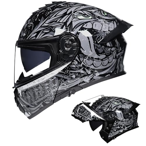 Modularer Motorradhelm, Hochklappbarer Motorradhelm Mit Doppel-Sonnenblende, Integralhelm, DOT/ECE-Zugelassener Leichter Motorrad-Jethelm Für Erwachsene, Männer Und Frauen F,M=55-56CM von ZHGAXING