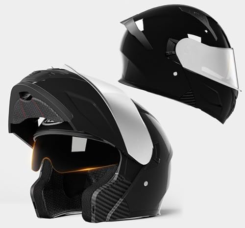 Modularer Motorradhelm Dual Visor Integralhelm Klapphelm Für Erwachsene Herren Und Damen, DOT/ECE-Zugelassene Motorradhelm H,55-60CM von ZHGAXING