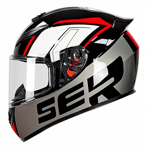 Motorradhelm, Integralhelm, Hochklappbarer Modularhelm Mit Doppelter Sonnenblende, DOT/ECE-Zertifizierter Motorrad-Moped-Straßenrad-Rennhelm H,M=57-58CM von ZHGAXING