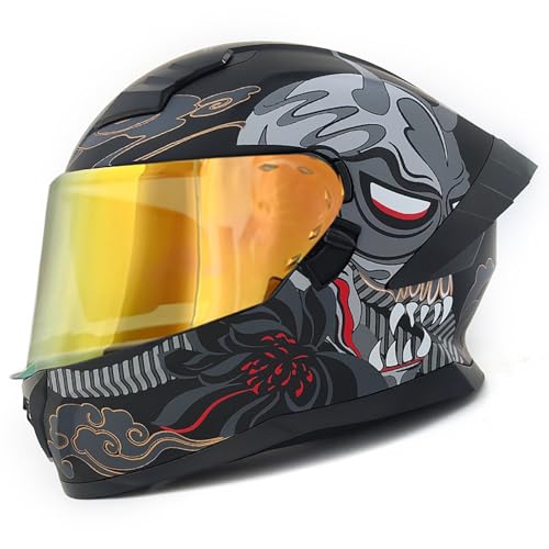 Motorradhelm, Integralhelm, Klapphelm, Doppelvisier, Motorradhelm, Moped-Straßenrad-Rennhelm Für Männer Und Frauen, DOT/ECE-Geprüft F,L=57-58CM von ZHGAXING