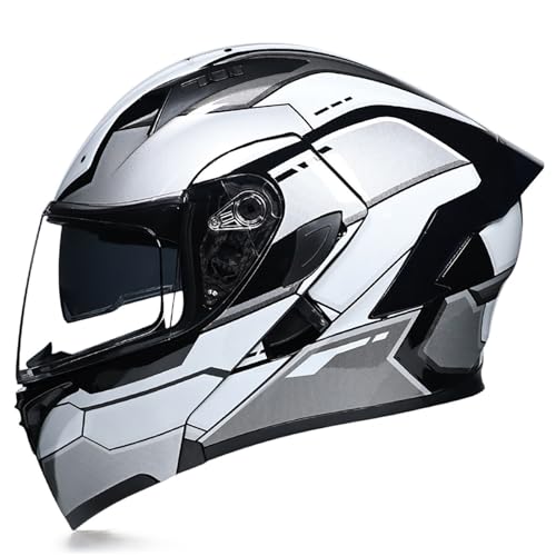 Motorradhelm, Integralhelm Für Motorradfahrer, Doppelvisier-Integralhelm Für Motorradfahrer, DOT/ECE-Zugelassener Straßenhelm Für Unisex-Erwachsene, Motorradhelm F,XXL/(61~62cm) von ZHGAXING