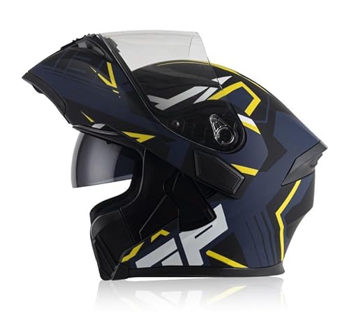 Motorradhelm ECE-Geprüfter Integrierter Modularer Klapphelm Für Motorradfahrer, Unisex, Integralhelm Für Die Straße, Sicherheitshelm Für Das Fahren Mit Schneemobilen G,M=57-58CM von ZHGAXING