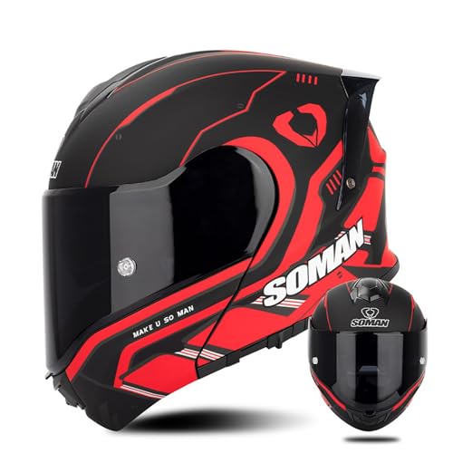 Motorradhelm Modularhelm Motorrad Klapphelm Mit Anti-Fog-Doppelvisier Integralhelm Sturzhelm Moped Helm Für Herren Damen ECE Zertifizierter D,3XL=65-66CM von ZHGAXING