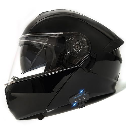 Motorradhelme Bluetooth-Hochklappbarer Modularer Motorradhelm Mit Hochfester Schale, Integralhelm Mit Headset Mit Zwei Lautsprechern, ECE-Geprüfter Motorradhelm C,L=59-60CM von ZHGAXING